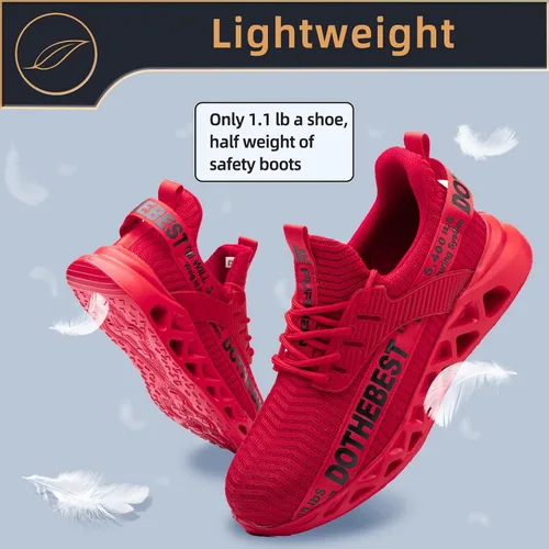 Vista 67 de Furuian - Tenis con punta de acero para hombres y mujeres, zapatos de seguridad ligeros, cómodos, a prueba de pinchazos, zapatos de trabajo