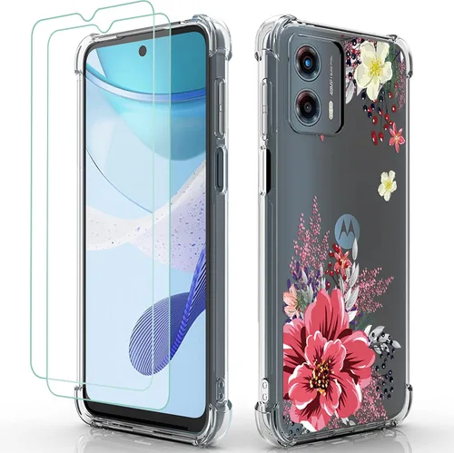 Vista 12 de Osophter Funda para Moto G 5G 2023, Motorola G 5G 2023 para mujeres y niñas, diseño floral con protector de pantalla, absorción de golpes, funda