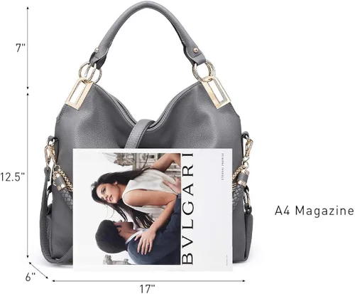 Vista 3 de Dasein Purses for Women Vegan Leather Handbags Rhinestones Hobo Bags Tote Purse Shoulder Bag Ladies Handbag
