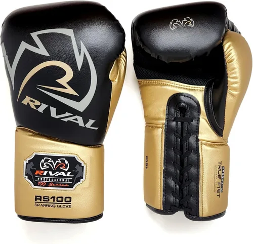 Vista 2 de RIVAL Boxing RS100 Guantes Profesionales de Sparring con Cordones, Hechos a Mano con PU de Microfibra Súper Rica, Diseñados Ergonómicamente
