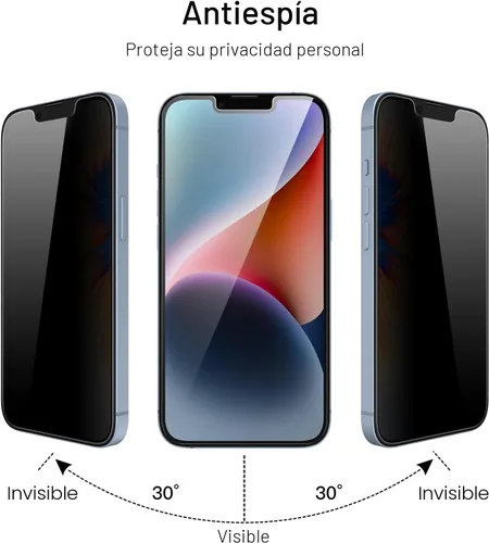 Vista 3 de Protector de pantalla de privacidad JETech para iPhone 16e 2025, iPhone 14 de 6.1 pulgadas, película de vidrio templado antiespía, 2