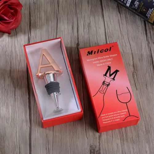Vista 3 de Miicol Tapón para Botella de Vino, Tapón para Prosecco, Tapón de Vino de Oro Rosa, Tapón de Champán Personalizado, Tapón de Vino con Inicial, Regalo