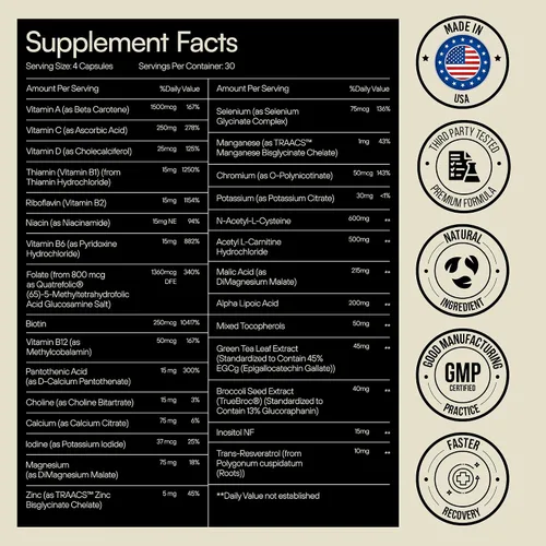 Vista 3 de Heylo Multi+ Suplemento multivitamínico avanzado – Aumenta la energía, mejora el apoyo inmunológico, proporciona protección antioxidante, promueve