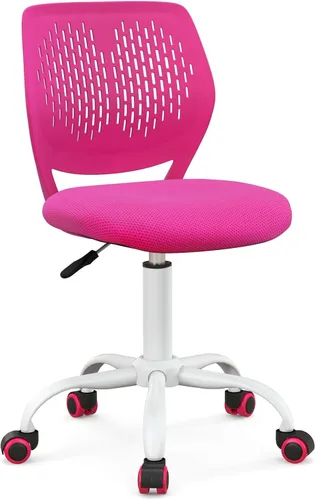 Vista 10 de Topment - Silla giratoria de escritorio de oficina, silla pequeña sin brazos con respaldo hueco, asiento de malla tapizado, construcción resistente