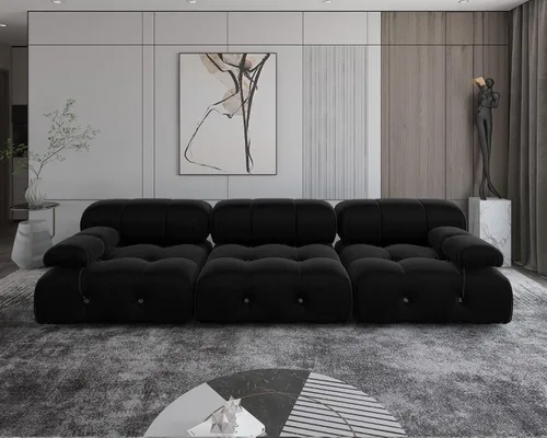 Vista 12 de WJShome - Sofá modular modular de 103.95 pulgadas, sofá modular convertible de terciopelo de 3 plazas, sofá modular minimalista para sala de estar