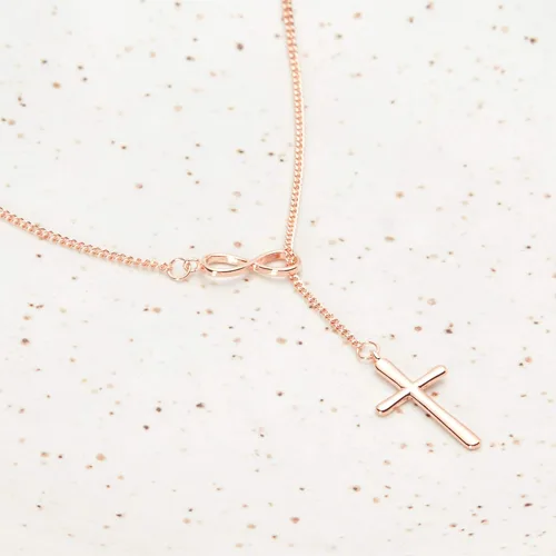 Vista 2 de Dear Ava Infinity First Holy Communion Necklace Sympathy Gift For Teen Girls Sterling Silver Modern Jewelry Cross Pendant with Heartfelt Card 1st