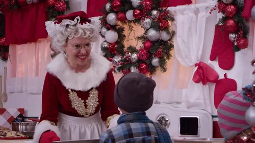 Vista 4 de Velvet Mrs Claus Halco Burgundy - Disfraz de mujer profesional con guía de Papá Noel