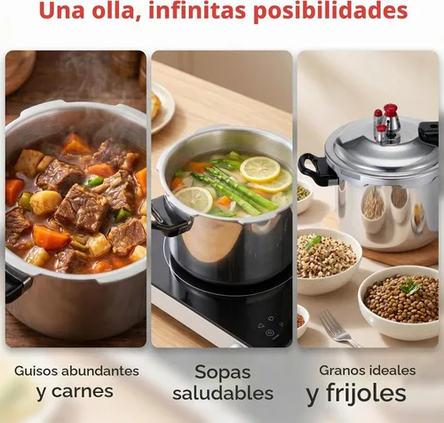 Vista 5 de INOOMP Olla a presión inferior compuesta de 2.7 cuartos de galón de aleación de aluminio para cocinas de gas e inducción con mango ergonómico
