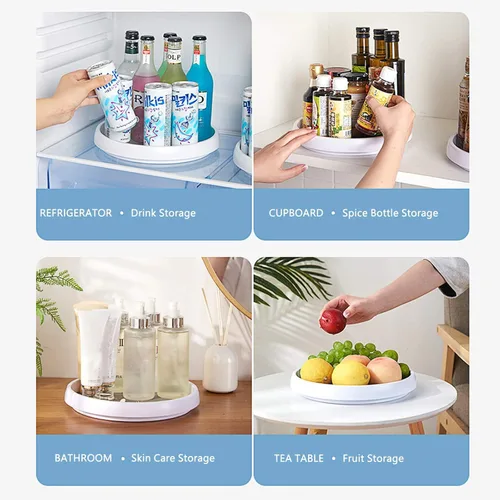 Vista 3 de Pantry Lazy-Susan - Organizador de gabinete giratorio – Estante de especias antideslizante de 10 pulgadas – 2 unidades Lazy Susans para refrigerador