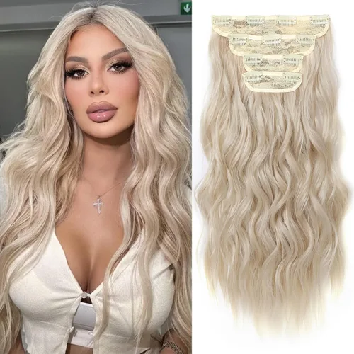 Vista 11 de REECHO Extensiones de cabello, 4 piezas, extensiones de cabello con clip HE001, extensiones de cabello sintéticas naturales y suaves para mujer