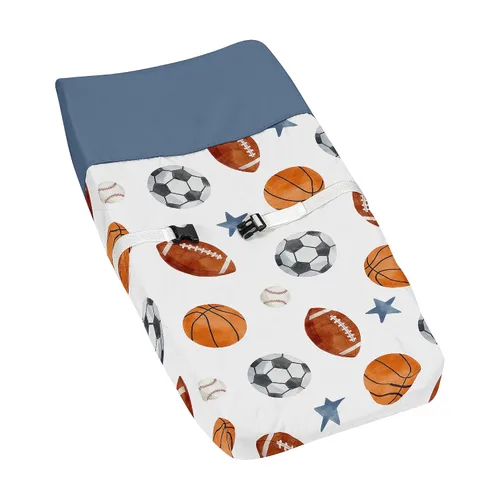 Vista 8 de Sweet Jojo Designs Funda para cambiador rojo, blanco y azul para colección deportiva de parche de béisbol