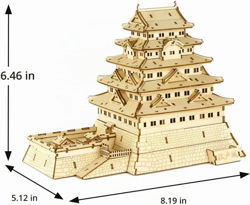 Vista 5 de Rompecabezas 3D de arquitectura de madera del castillo de Edo - Divertidos kits de manualidades de madera - Regalo ideal para cumpleaños y recuerdos
