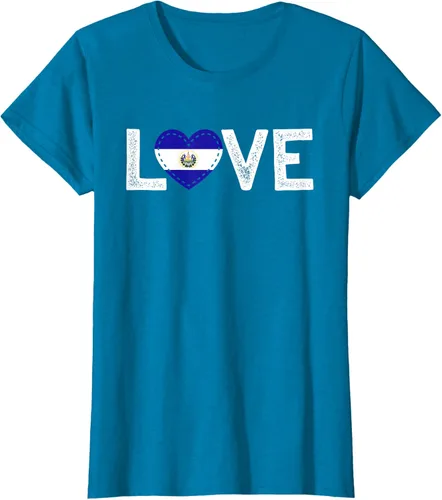Vista 66 de Camiseta de regalo con la bandera de El Salvador LOVE, Negro, S
