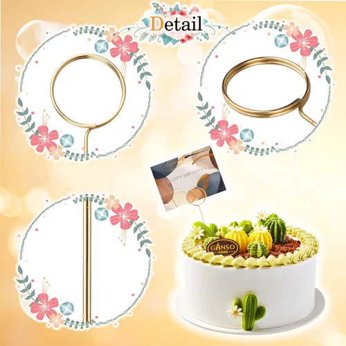 Vista 3 de 60 púas florales de alambre de metal de 13 pulgadas, soporte de tarjeta de metal para colocar tarjetas de nombre, clips de números de mesa, soporte