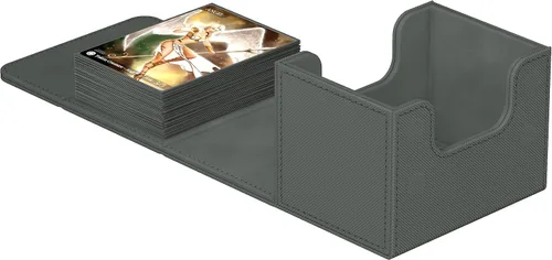 Vista 2 de Ultimate Guard Sidewinder 100+, caja de cubierta para 100 tarjetas TCG de doble manga, gris, cierre magnético y forro interior de microfibra para un