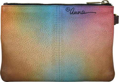 Vista 2 de Anna by Anuschka Cartera organizadora de cuero pintada a mano para mujer, hibisco antiguo, Hibisco antiguo