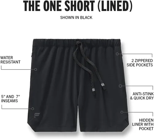 Vista 6 de Fabletics The One - Pantalón corto para hombre (forro), entrenamiento, natación, ligero, de secado rápido, bolsillo con cremallera, tejido elástico