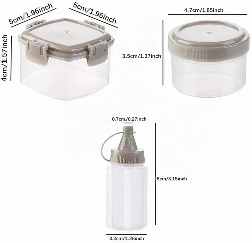 Vista 3 de Gbrand - 12 unidades de mini botellas de plástico para exprimir salsas, condimentos, recipientes para aderezos para ensaladas, accesorios de cocina