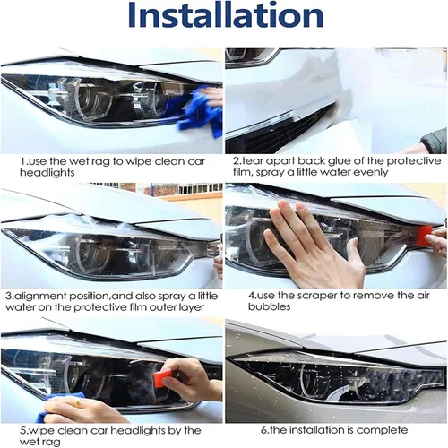 Vista 7 de NaKeah Película protectora de faros delanteros de coche para V-olvo XC40 2019 2020 Película protectora transparente para faros delanteros