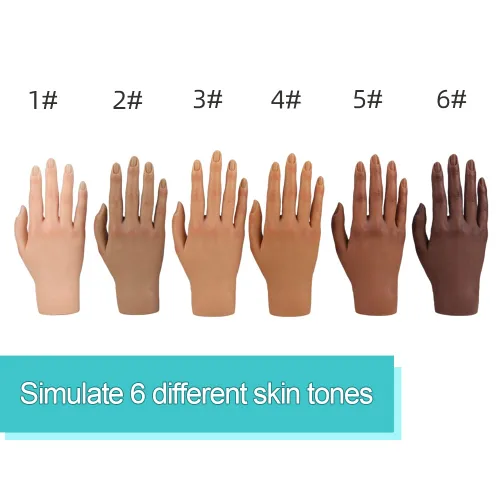 Vista 3 de Mano de práctica de silicona para uñas acrílicas, manos falsas para practicar uñas postizas, mano de maniquí para práctica de uñas y arte de uñas