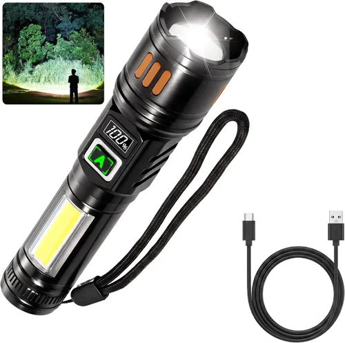 Vista 3 de AYL Paquete de 3 linternas recargables, linterna LED táctica de alto