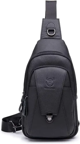 Vista 9 de Vintage Leather Sling Bag Backpack for Men Crossbody Shoulder Chest Day Pack Backpacks #10Marrón