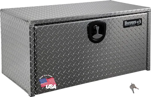 Vista 11 de Buyers Products 1705148 - Caja de camión de aluminio diamantado para debajo de la carrocería con pestillo de mango en T, 14 x 12 x 16 pulgadas