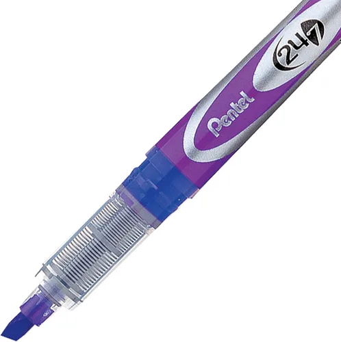 Vista 4 de Pentel Resaltador líquido con punta de cincel 24/7, tinta violeta, caja de 12 (SL12-V)