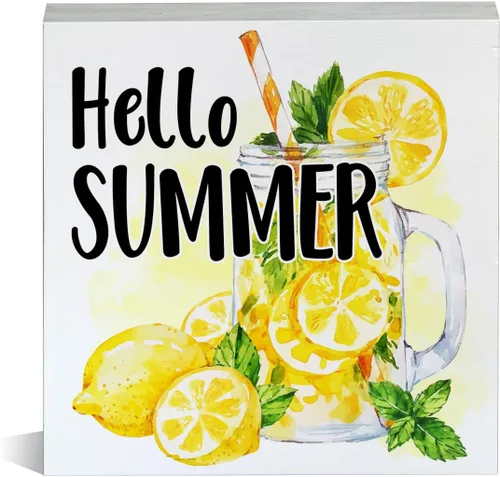 Vista 11 de Cartel de madera Sweet Summer Vibes de madera con bloque de madera de helado de verano, letrero decorativo para escritorio, decoración de estante A05