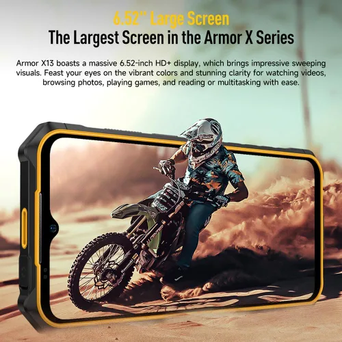 Vista 6 de Ulefone Armor X13 Smartphone resistente desbloqueado, MTK Helio G36 12 GB+64 GB teléfono celular Android 14, cámara de visión nocturna de 50 MP+24