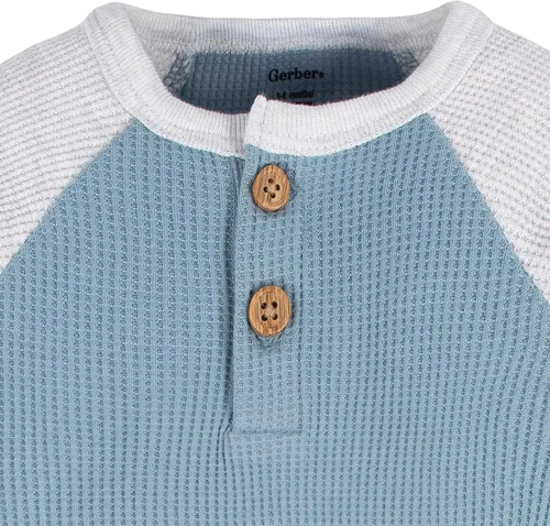 Vista 4 de Gerber Paquete de 2 mamelucos Henley de manga larga para bebé niño