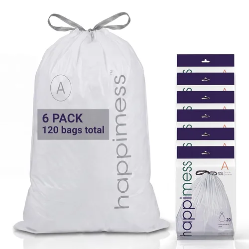 Vista 22 de happimess Bolsas de basura con cordón de 8 galones (30 litros), sin perfume, transparentes, resistentes para cocina y hogar, ajuste personalizado