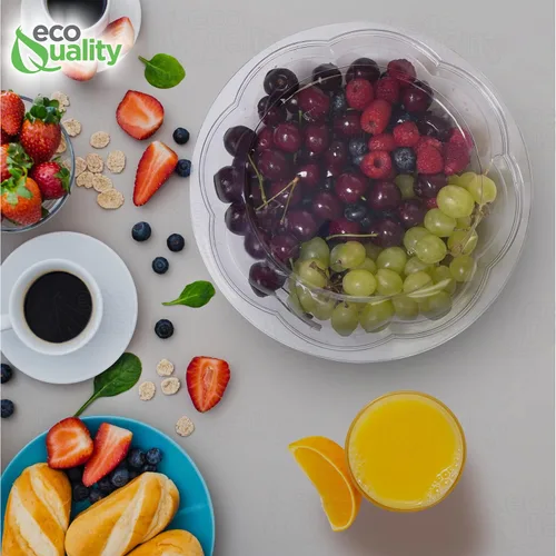 Vista 7 de Cuencos para ensalada de 64 onzas con tapas, recipientes anchos desechables de plástico transparente para ensalada, herméticos, para almuerzo