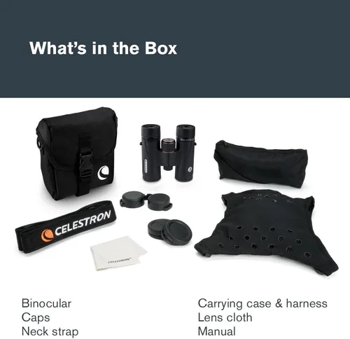 Vista 11 de Celestron 71401 TrailSeeker ED 8 x 32 prisma de techo binocular, lente multicapa de banda ancha completa, vidrio prisma BaK-4, negro