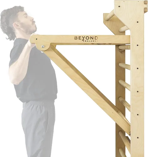 Vista 4 de Beyond Balance Estación de entrenamiento personal: barras de escalera suecas con accesorio de barra de inmersión ajustable