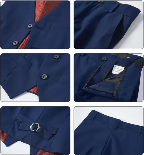 Vista 12 de Conjunto de chaleco para niños, trajes formales, trajes de boda, ropa de vestir