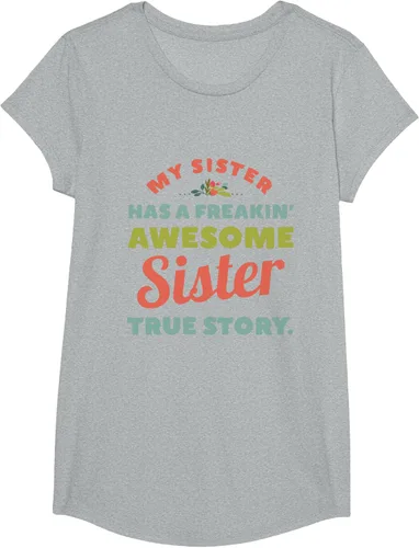 Vista 83 de Camiseta My Sister Has A Freakin Awesome Sister True Story, Negro, S