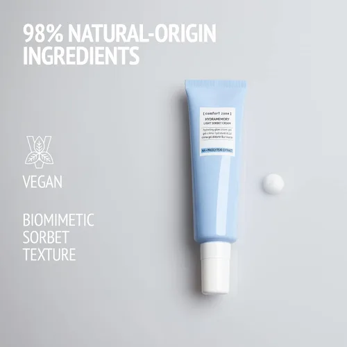 Vista 6 de [ Comfort Zone ] Hydramemory Light Sorbet Cream, gel facial hidratante, no graso, adaptativo al clima, brillo inmediato, suaviza, vegano, tuna