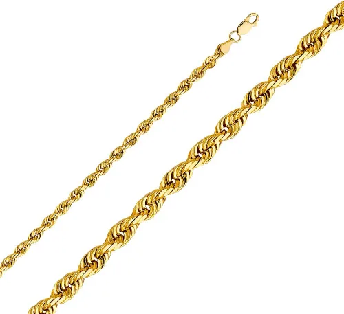 Vista 2 de Wellingsale Cadenas de cuerda de oro macizo de 14 quilates (opciones de selección)