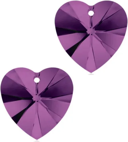 Vista 16 de 20 cuentas colgantes de cristal de corazón de amor de San Valentín de 0.394 pulgadas (0.394 in), cuentas sueltas de diamantes de abril transparentes