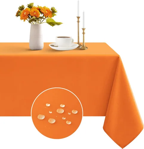 Vista 18 de Romanstile Mantel rectangular – Impermeable y resistente a las arrugas, mantel de poliéster lavable para cocina, comedor, fiesta, boda, uso en Beige