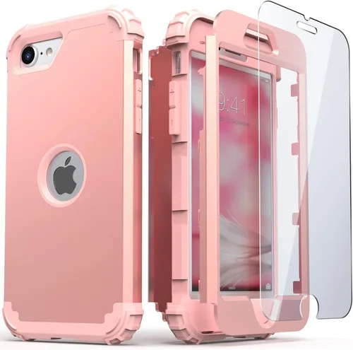 Vista 27 de IDweel Funda para iPhone SE 2020 con protector de pantalla, para iPhone SE 2022, 3 en 1, absorción de golpes, ajuste delgado, cubierta
