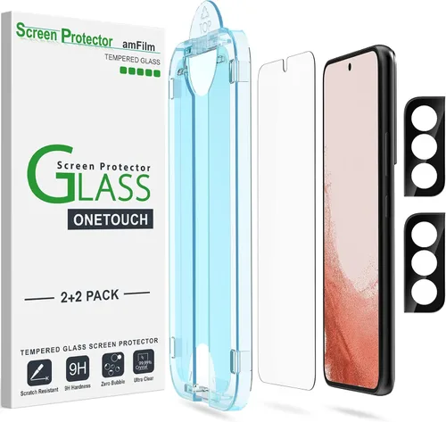 Vista 11 de amFilm OneTouch - Protector de pantalla para Samsung Galaxy S22 5G de 6.1 pulgadas, dureza 9H con protector de lente de cámara, más fácil