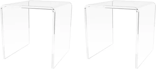 Vista 13 de Marketing Holders Plataforma elevadora de acrílico transparente Pantalla cuadrada de 3 pulgadas de ancho de 3 lados Encimería Escaparate