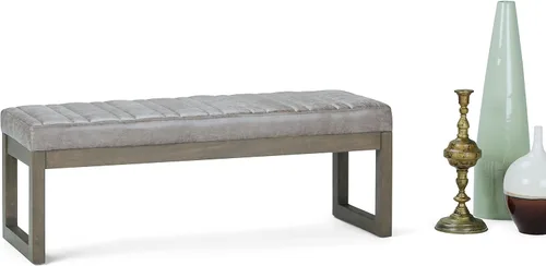 Vista 3 de SIMPLIHOME Cosmopolitan - Otomana de cuero vegano de 44 pulgadas de ancho