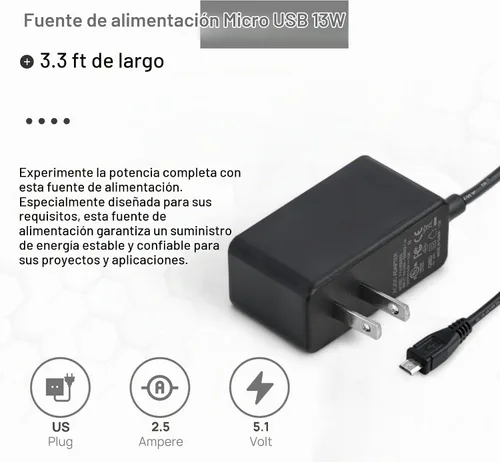 Vista 7 de Raspberry Pi3 B+ Kit de inicio de 1 GB Edición de 64 GB Fuente de alimentación Caja Oficial Cable Micro HDMI 4K de 3.3 ft Disipador