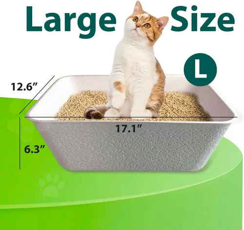 Vista 3 de ANGELYCIA Cajas de arena desechables para gatos, efecto de bicarbonato de sodio y máximo control de olores, 17.1 pulgadas de largo, 12.6 pulgadas