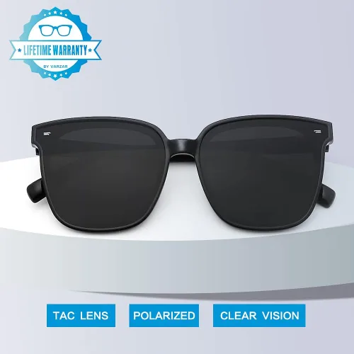 Vista 2 de VARZAR - Gafas de sol cuadradas para mujer, hombre, polarizadas, ligeras, retro, de gran