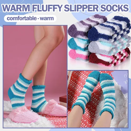 Vista 3 de ANTSANG Womens Fuzzy Socks Slipper Winter Fluffy Comfy Cozy Socks Cabin Warm Home Socks