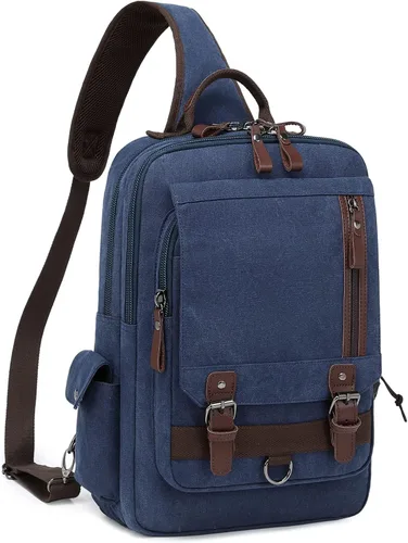 Vista 11 de Mygreen bolsa cruzada de lona, mochila de viaje Verde militar